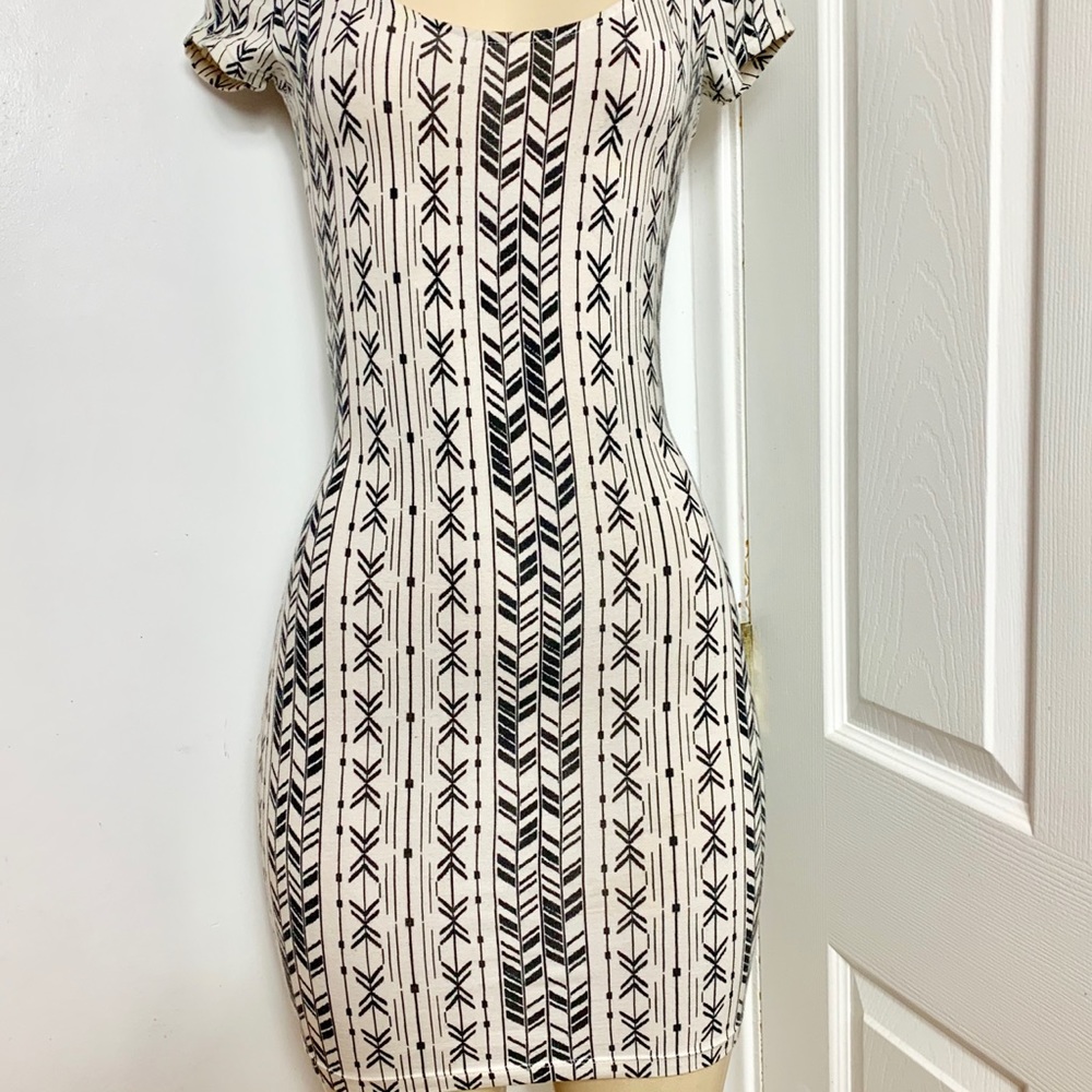 Charlotte Russe. Bodycon Dress  Ivory Black Cage :